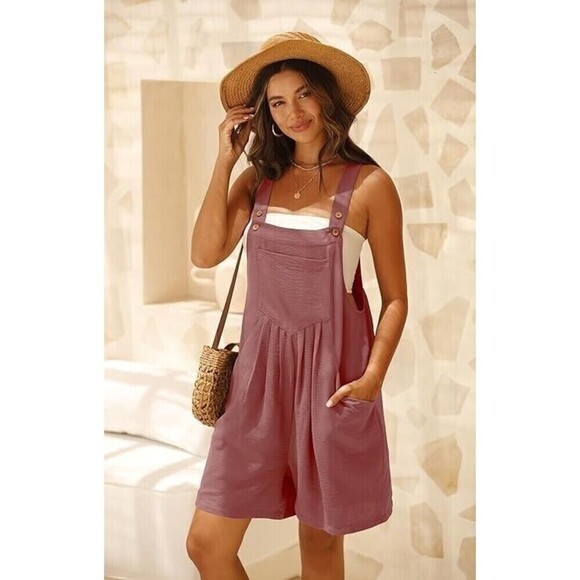 Anrabess Size Large  Overalls Romper  blend in Rust Adjustable straps - Picture 1 of 10